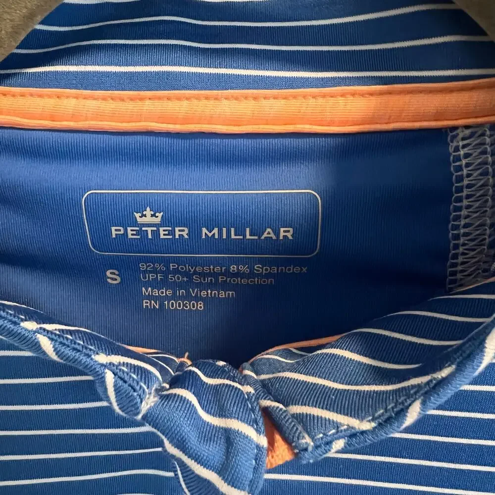 Peter Millar Blue and White Stripe Performance Base Layer Size S